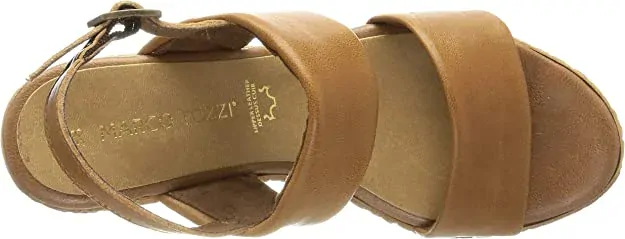 Kožené hnědé sandály na klínku MARCO TOZZI 28023
