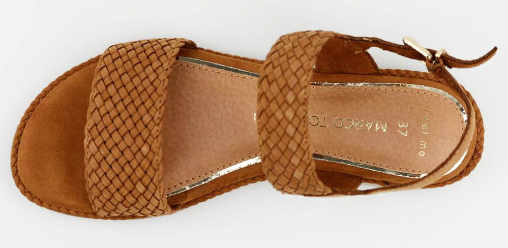 Kožené pohodlné hnědé sandály MARCO TOZZI 28167