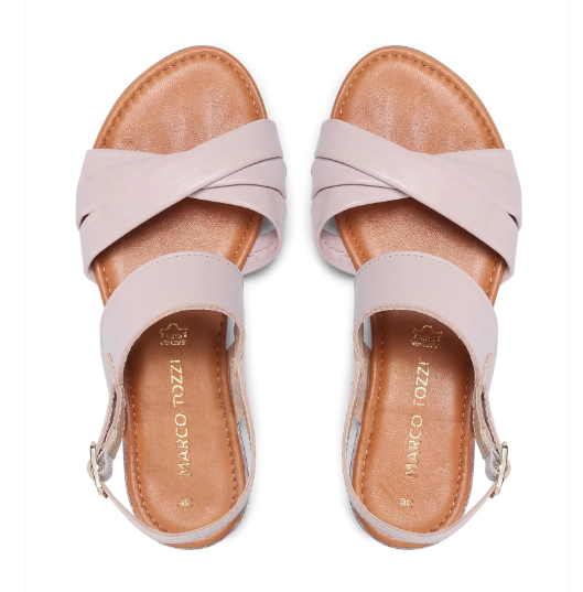 Pohodlné kožené růžové sandály MARCO TOZZI 28156