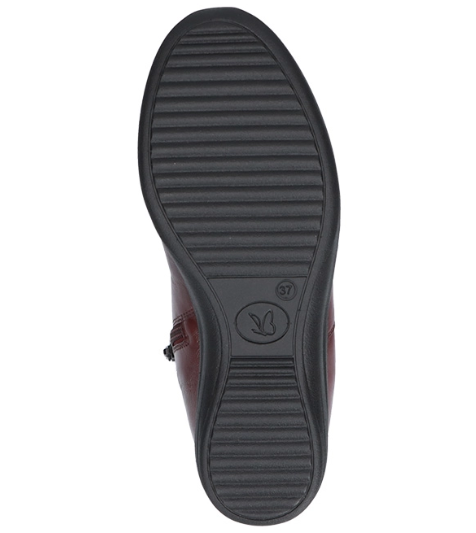 Kožená kotníková bordó obuv CAPRICE 25454 širší střih H