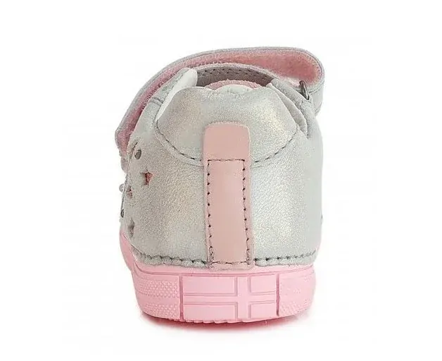 Dívčí šedé kožené blikací boty D.D.step S049-329