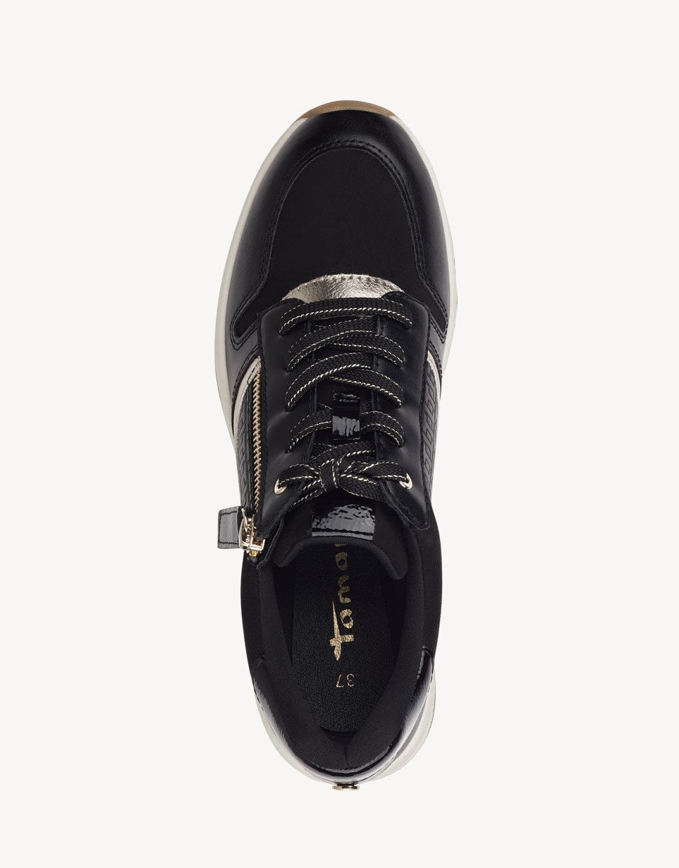 Černé tenisky na klínku TAMARIS 23702