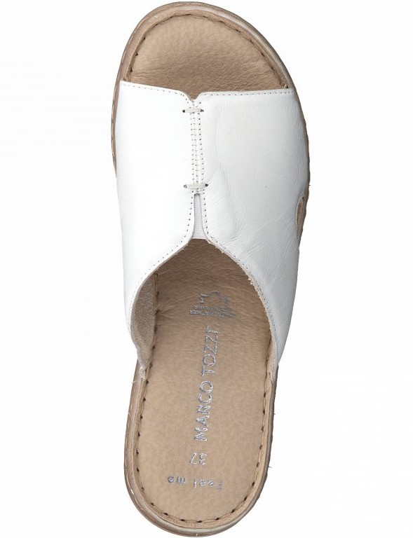Pohodlné bílé kožené nazouváky - pantofle MARCO TOZZI 27901