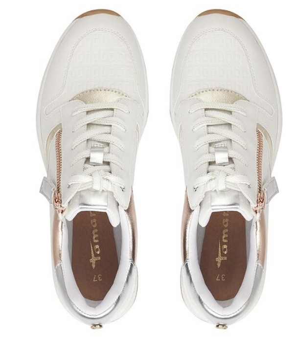 Bílé kožené tenisky na klínku TAMARIS 23702