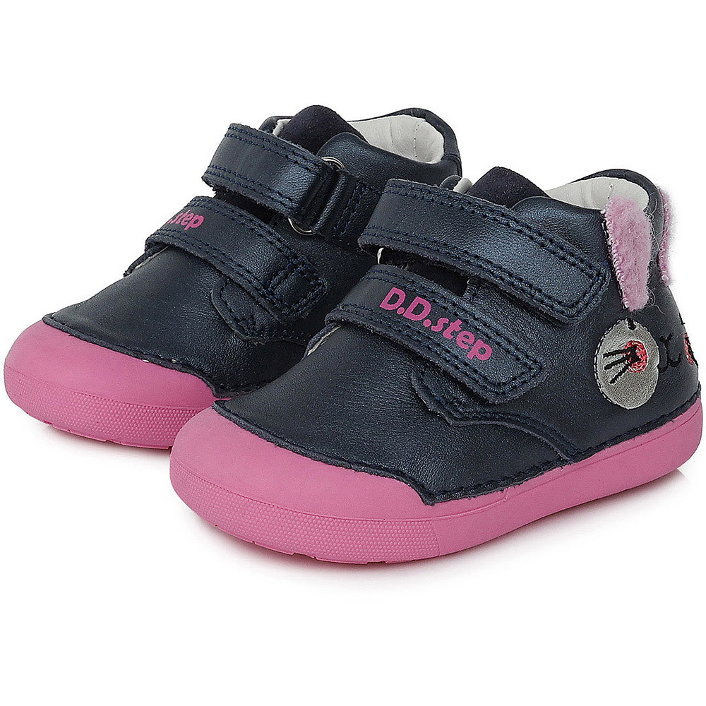 Dívčí kožené boty D.D.step S066-343 s králíčkem