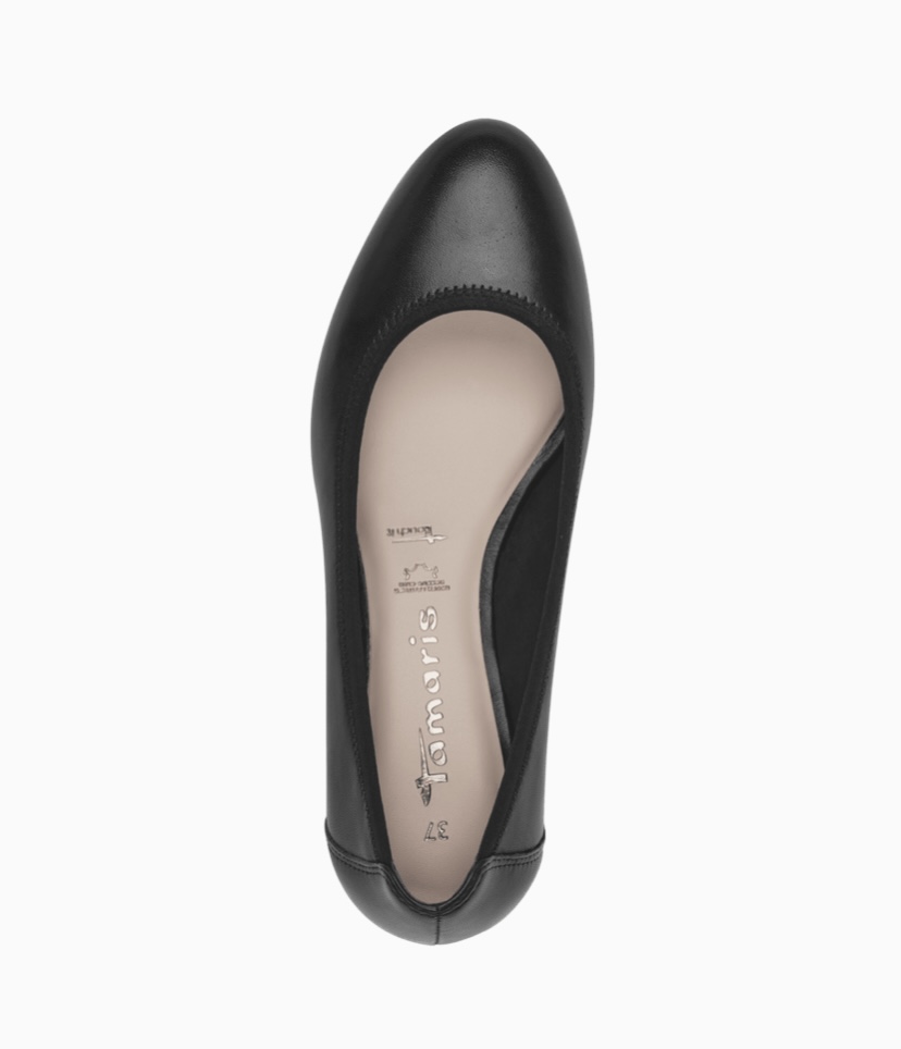 Kožené černé lodičky na klínku TAMARIS 22320