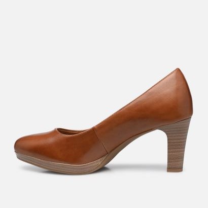 Hnědé kožené lodičky TAMARIS 22410