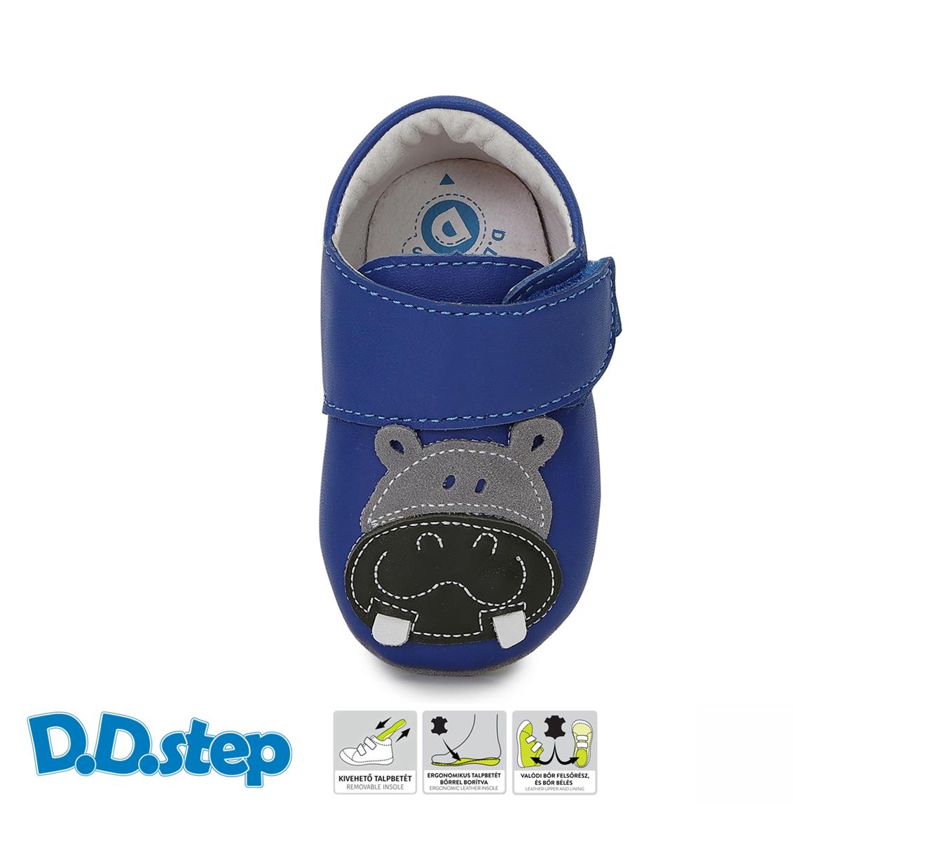 Modré kožené capáčky D.D.step K1596-41650 s hrochem