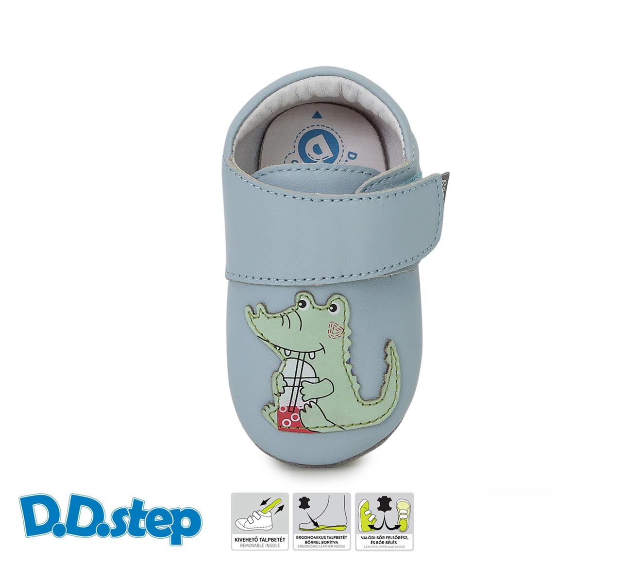 Modré kožené capáčky D.D.step K1596-41603 s krokodýlem