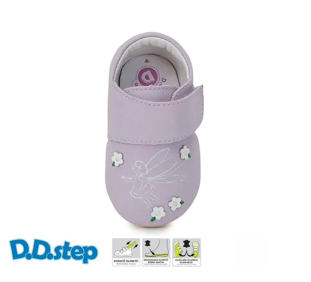 Fialové kožené capáčky D.D.step K1596-41332 víla s květy