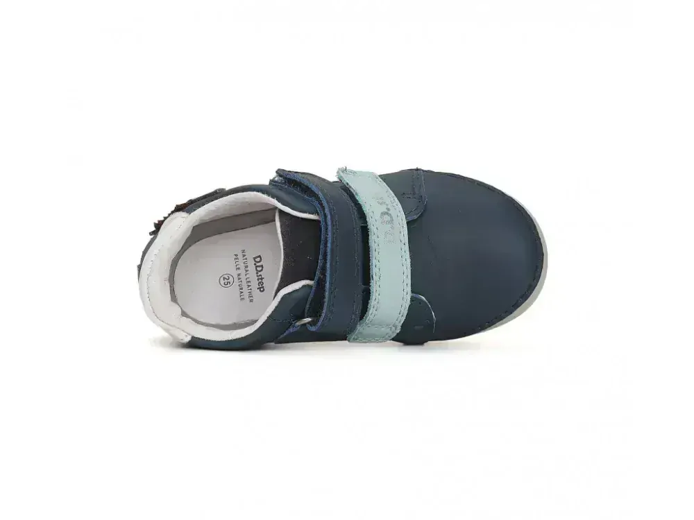 Chlapecké modré kožené blikací boty D.D.step S050-41140A