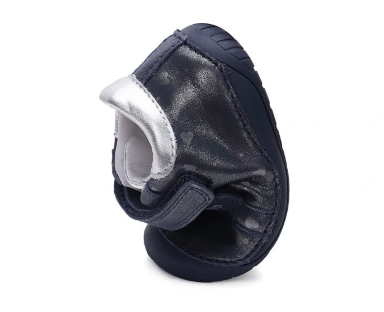 Dívčí kožená barefoot obuv D.step S070-42189 se srdíčky