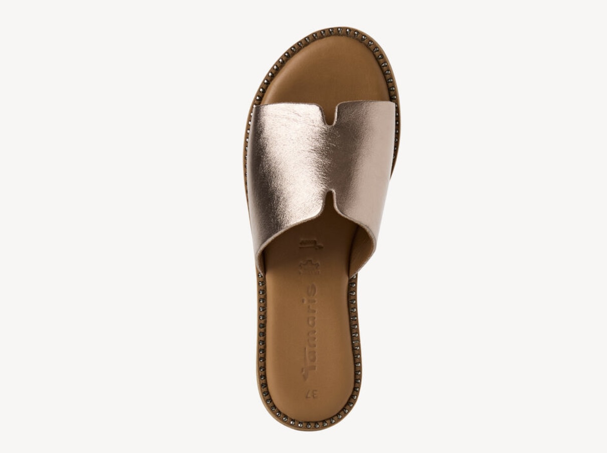 Měkké kožené bronzové nazouváky - pantofle TAMARIS 27135