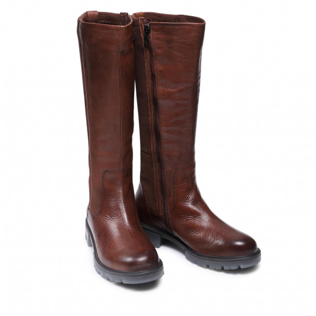 Krásné hnědé kožené kozačky CAPRICE 25650 