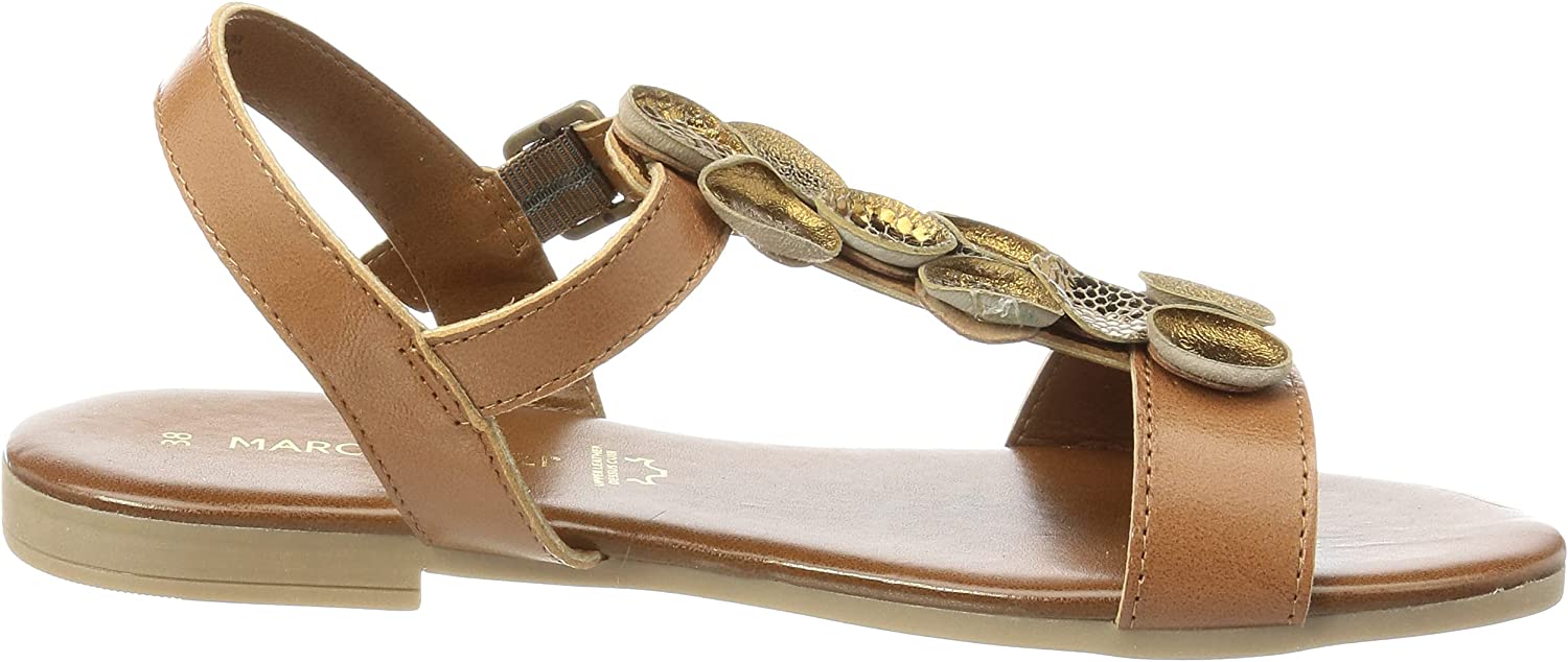 Kožené hnědé pohodlné sandály MARCO TOZZI 28141