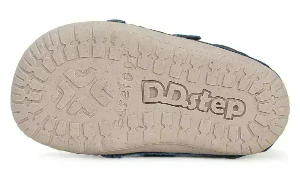 Chlapecké modré kožené boty D.D.step S070-41351 barefoot
