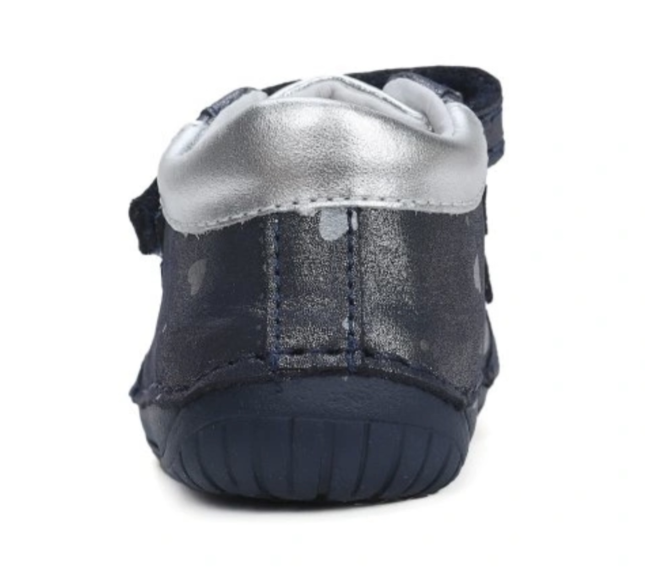 Dívčí kožená barefoot obuv D.step S070-42189 se srdíčky