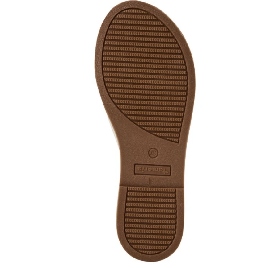 Měkké kožené béžové nazouváky - pantofle TAMARIS 27135