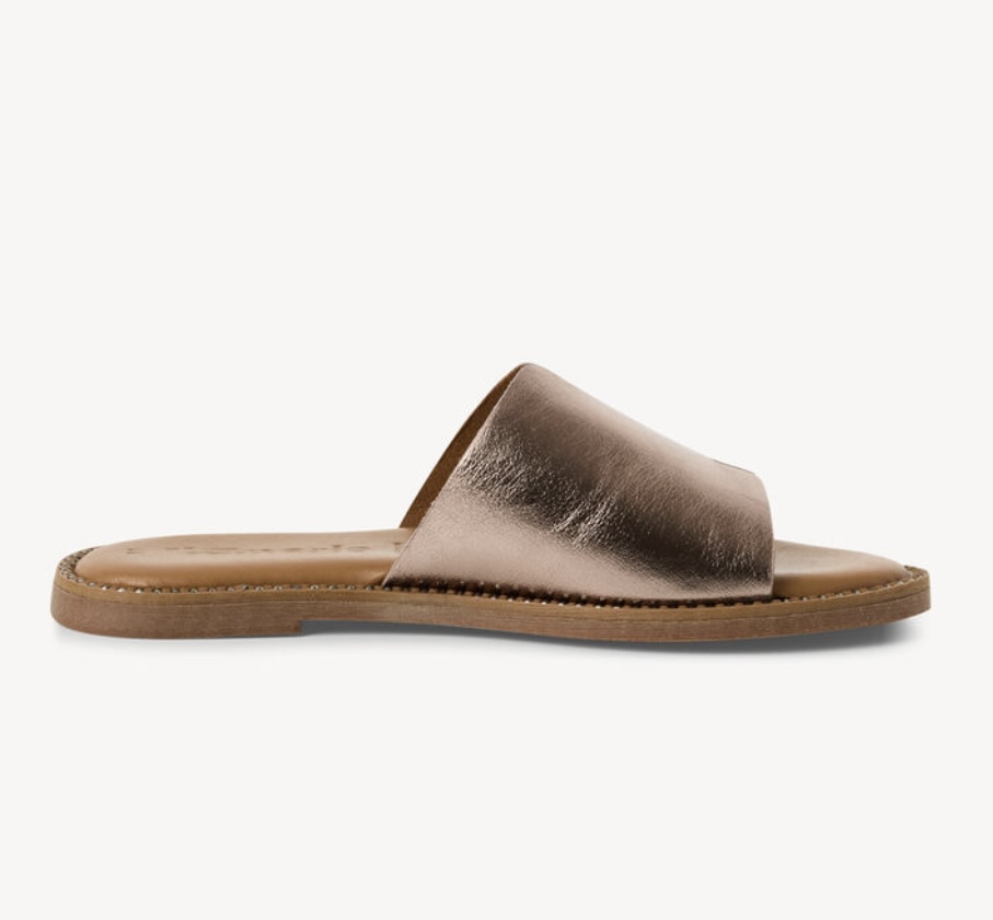 Měkké kožené bronzové nazouváky - pantofle TAMARIS 27135