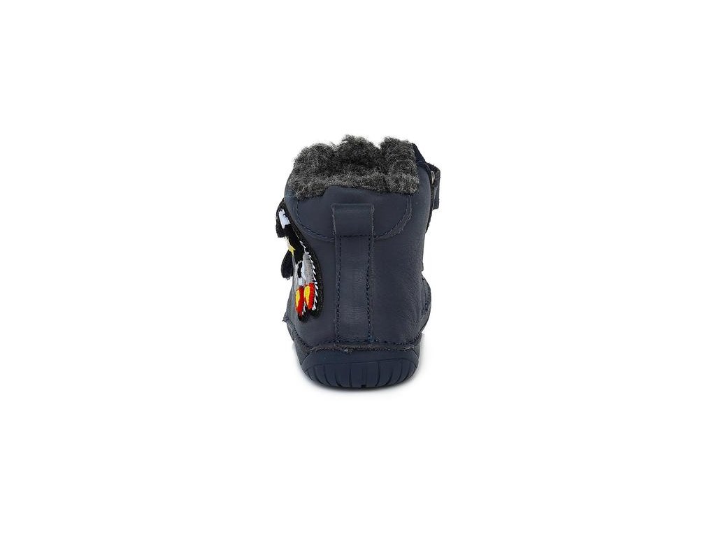 Modré zimní boty D.D.step w070-252 barefoot s raketou