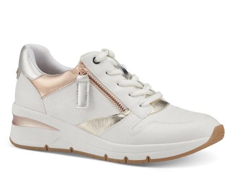 Bílé kožené tenisky na klínku TAMARIS 23702