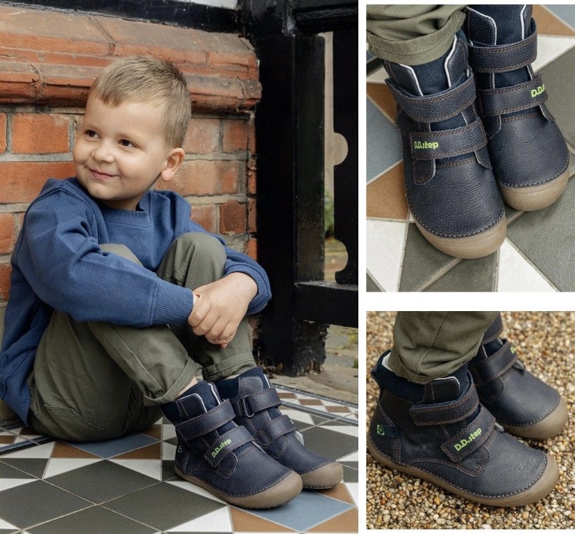 Chlapecká barefoot kotníková kožená obuv D.D.step A063-363