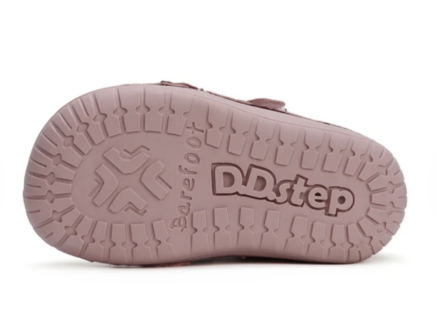 Dívčí kožená barefoot obuv D.step S070-42189A se srdíčky