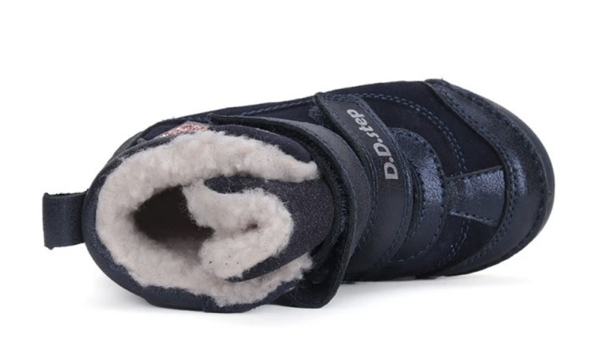 Dívčí zimní kožené blikací boty D.D.step W050-42707E