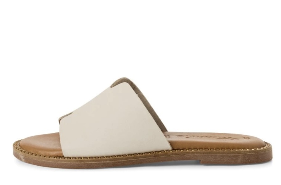 Měkké kožené béžové nazouváky - pantofle TAMARIS 27135