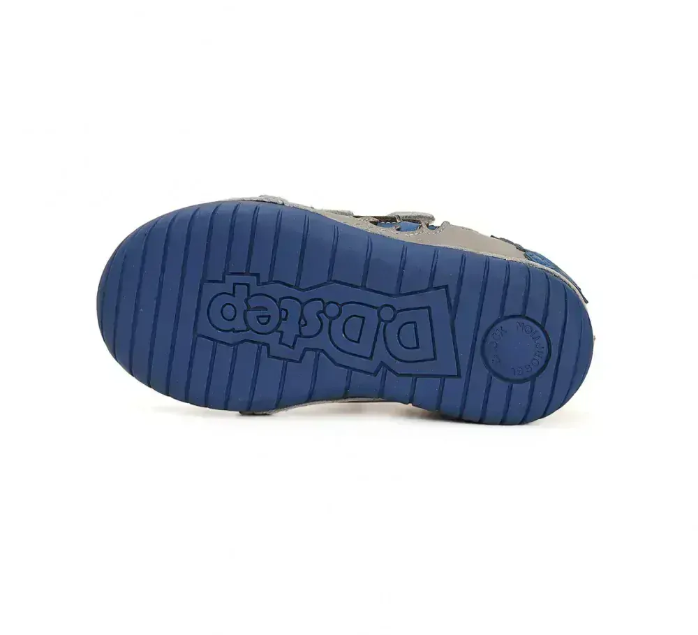 Chlapecké šedé kožené blikací boty D.D.step S050-41140B