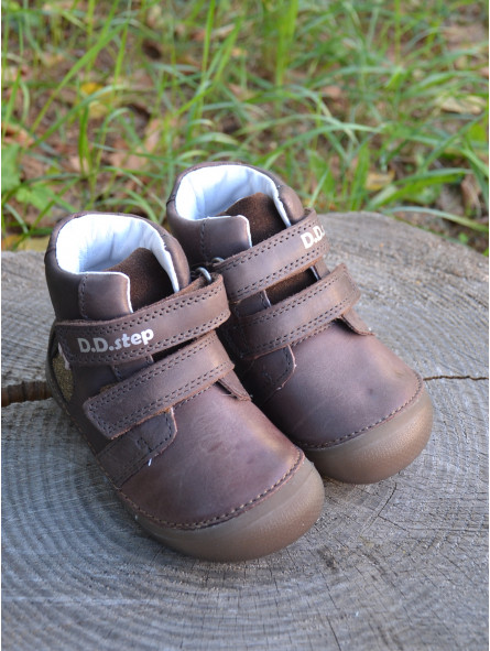 Kožená kotníková obuv D.D.step barefoot A063-35A s kočičkou