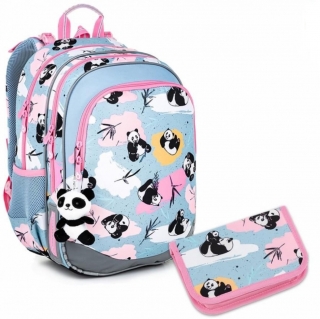 SET Školní batoh s penálem TOPGAL ELLY 22004 pandy
