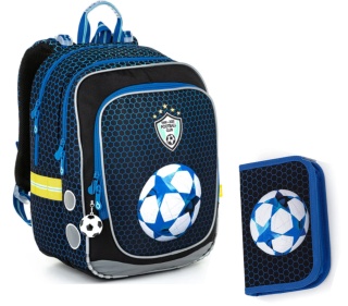 SET Školní batoh s penálem TOPGAL ENDY 22016 s fotbalovým míčem
