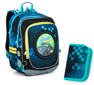 SET Školní batoh s penálem TOPGAL ENDY 22013 monster truck