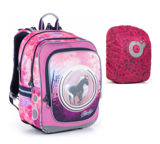 Školní batoh s pláštěnkou TOPGAL ENDY 21005 s koníkem