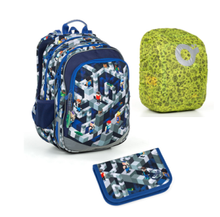 SET školní batoh s penálem a pláštěnkou TOPGAL ELLY 19014 minecraft