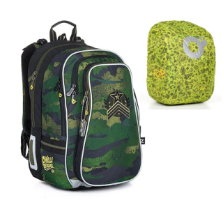 Školní batoh s pláštěnkou TOPGAL LYNN 21018 vojenský