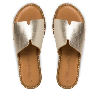 Měkké kožené zlaté nazouváky - pantofle TAMARIS 27135