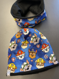 Zateplená čepice a nákrčník Tlapková patrola