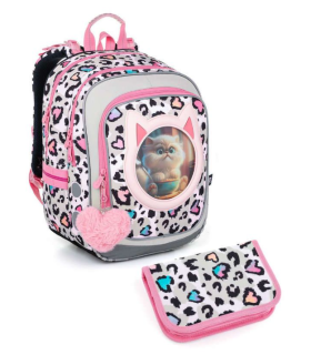 SET Školní batoh s penálem TOPGAL ENDY 23037 s koťátky