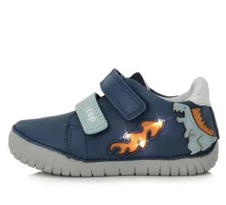 Chlapecké modré kožené blikací boty D.D.step S050-41140A