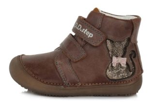 Kožená kotníková obuv D.D.step barefoot A063-35A s kočičkou